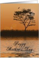 Happy Mother’s Day, Orange sunset with Tree by Lake card