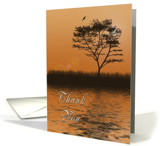 Thank You, Orange sunset with Tree by Lake card (622698)