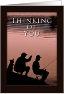 Thinking of You, Father and Son and Dog Fishing by Lake card