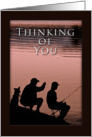 Thinking of You, Father and Son and Dog Fishing by Lake card