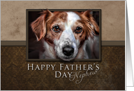 Happy Father’s Day - Nephew, Dog with Brown Background card