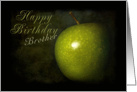Happy Birthday Brother, Green Apple on Black Background card