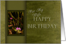 Happy Birthday Wife, Small Pink Flowers with Green Background card