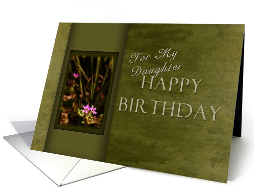 Happy Birthday Daughter, Small Pink Flowers with Green Background card