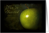 You’re Invited, Green Apple with Black Background card
