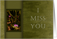 I Miss You, Pink Flowers with Green Background card