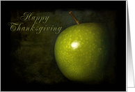 Happy Thanksgiving, Green Apple with Black Background card