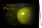 Happy Thanksgiving, Green Apple with Black Background card