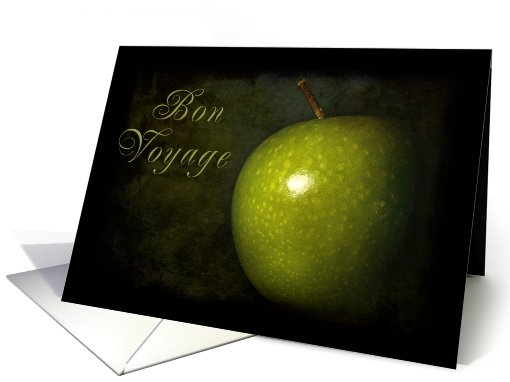 Bon Voyage, Green Apple with Black Background card (627097)