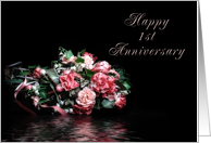 Happy 1st Anniversary, Bouquet of Flowers with Water Reflection card