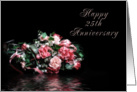 Happy 25th Anniversary, Bouquet of Flowers with Water Reflection card