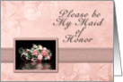 Please be My Maid of Honor, Bouquet of Flowers with Water Reflection card
