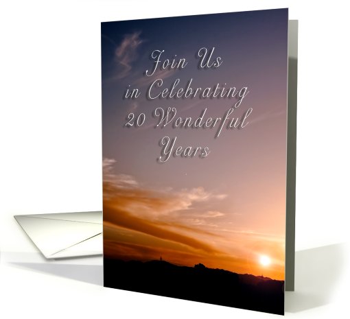 20th Wedding Anniversary Invitation, Sunset card (631046)