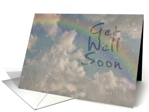 Get Well Soon, Raindrops on Window with Rainbow card (632041)