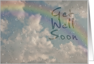 Get Well Soon, Raindrops on Window with Rainbow card