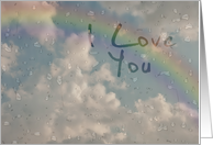 I Love You, Raindrops on Window with Rainbow card