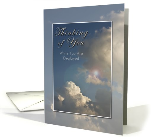 Thinking of You While You Are Deployed, Blue Sky with Clouds card