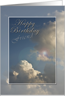 Happy Birthday Friend, Blue Sky with Clouds card