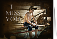 I Miss You, Boy Fishing on Boat card