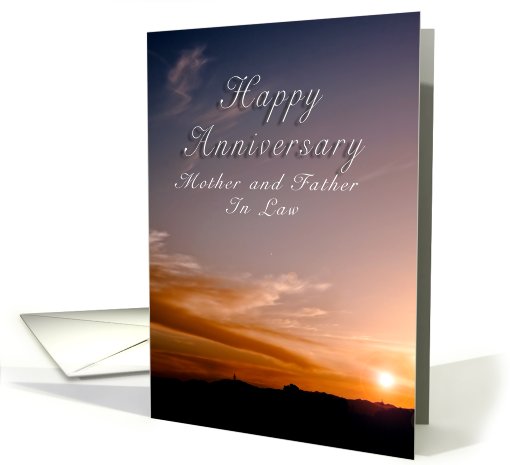 Happy Anniversary Mother and Father In Law, Sunset card (634189)