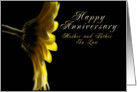Happy Anniversary Mother and Father In Law, Yellow Daisy on Black Background card