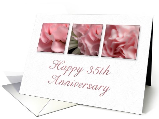 Happy 35th Anniversary, Pink Flower on White Background card (634211)