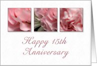 Happy 15th Anniversary, Pink Flower on White Background card