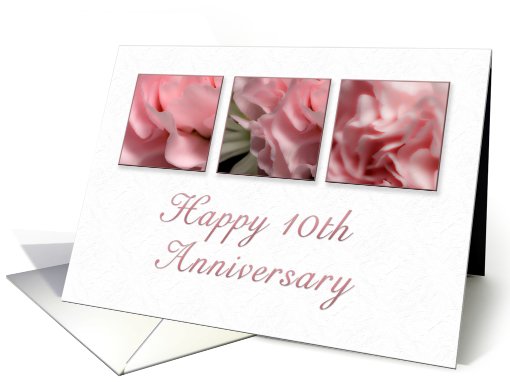 Happy 10th Anniversary, Pink Flower on White Background card (634219)