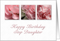 Happy Birthday Step Daughter, Pink Flower on White Background card