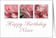 Happy Birthday Niece, Pink Flower on White Background card
