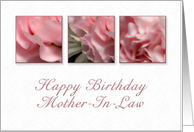 Happy Birthday Mother In Law, Pink Flower on White Background card