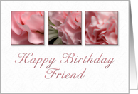 Happy Birthday Friend, Pink Flower on White Background card