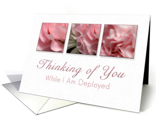 Thinking of You While I Am Deployed, Pink Flower on White... (634537)