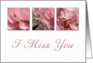 I Miss You, Pink Flower on White Background card