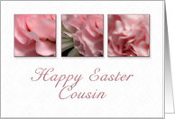 Happy Easter Cousin, Pink Flower on White Background card