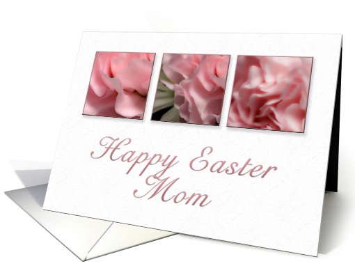Happy Easter Mom, Pink Flower on White Background card (634579)