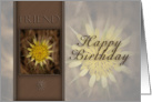 Happy Birthday Friend, Yellow Flower on Brown Background card
