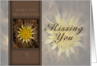 Missing You While You Are Deployed, Yellow Flower on Brown Background card