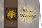 We`re Moving, Yellow Flower on Brown Background card