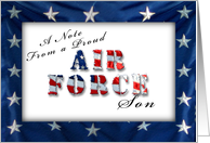 Proud Air Force Son Notecard, American Flag card