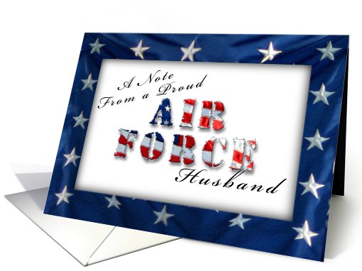 Proud Air Force Husband Notecard, American Flag card (636423)