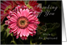 Thinking of You While I Am Deployed - Pink Flower card