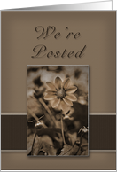 We’re Posted, Sepia Flower on Tan and Brown card