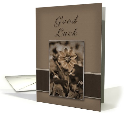 Good Luck Sepia Flower on Tan and Brown card (636768)
