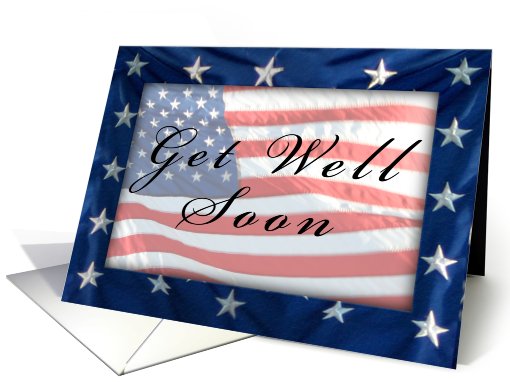 Get Well Soon, American Flag card (637345)