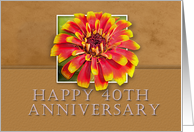 Happy 40th Anniversary, Flower with Tan Background card