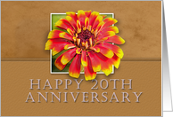 Happy 20th Anniversary, Flower with Tan Background card