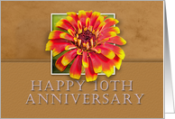 Happy 10th Anniversary, Flower with Tan Background card