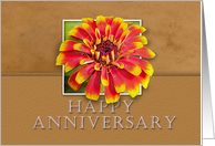 Happy Anniversary, Flower with Tan Background card