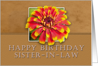 Sister-in-Law Happy Birthday, Flower with Tan Background card